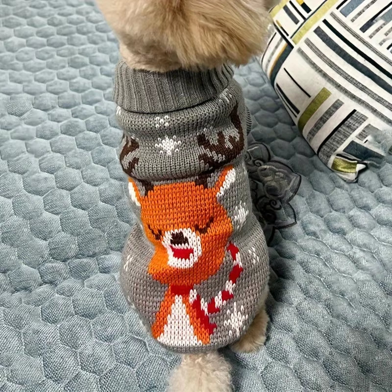 Christmas Style Pet Sweater for Dogs and Cats New Knitted Wool Sweater for Bichon and Corgi