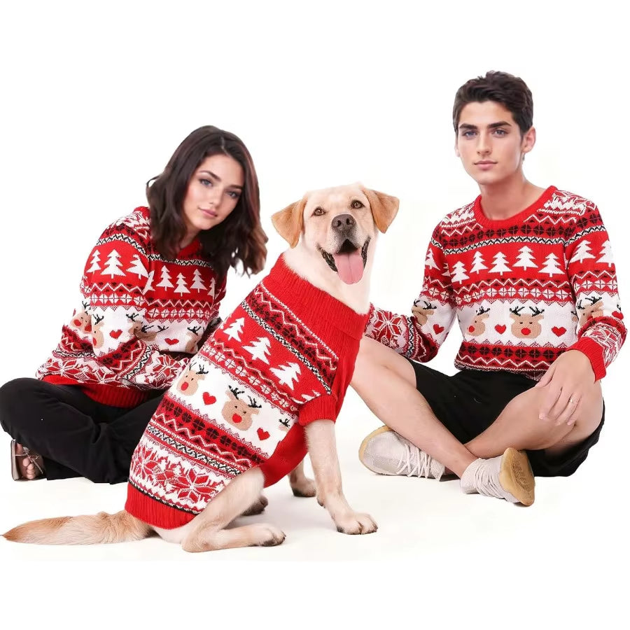 Ly Matching Dog and Owner Clothes Outfits Christmas Pet Cat Sweater Costume for Small Medium Extra Large Dogs Women Men Dog And