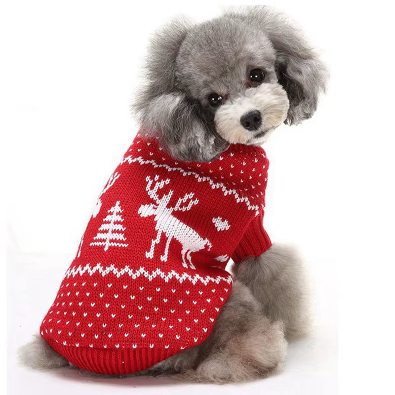 Halloween & Christmas Dog Sweater Cute Knitted Pet Jumper for Teddy Poodle Dogs, Warm Winter Puppy Outfit