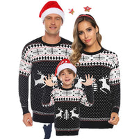 2025 New Christmas Matching Sweaters for Women Men Couples Knitwear Jacquard Elk Print Jumpers Full Sleeve Warm Soft Pullovers
