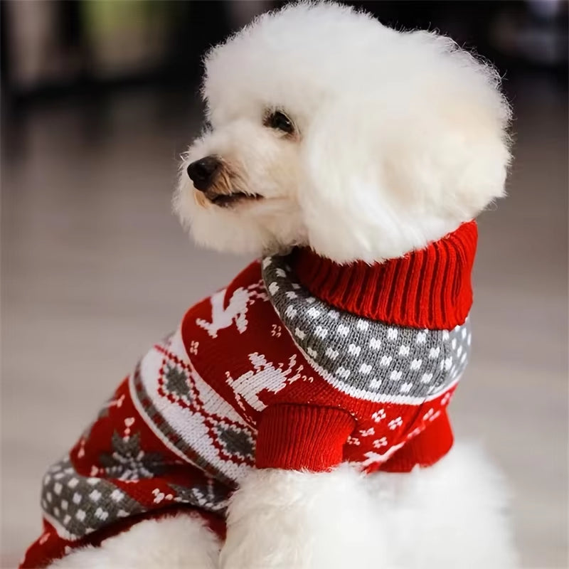Christmas Style Pet Sweater for Dogs and Cats New Knitted Wool Sweater for Bichon and Corgi