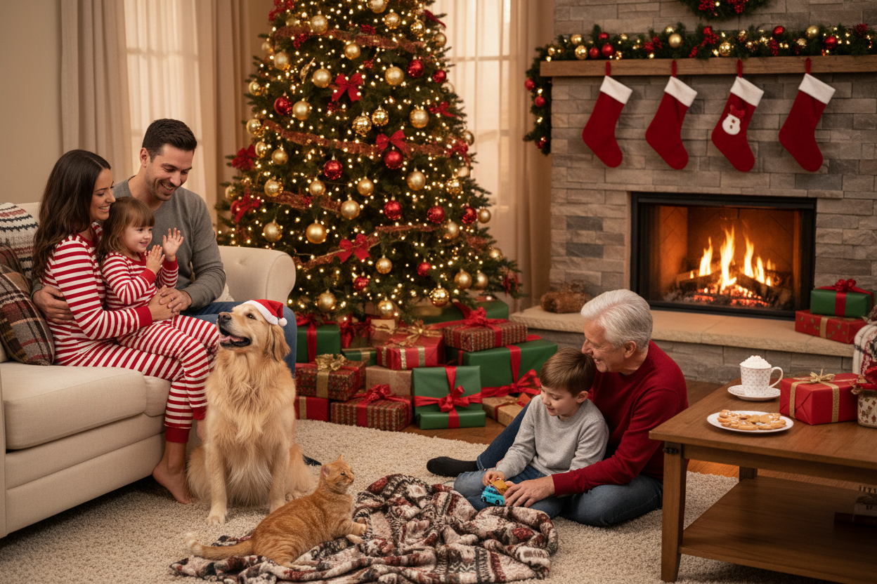 family christmas with pet